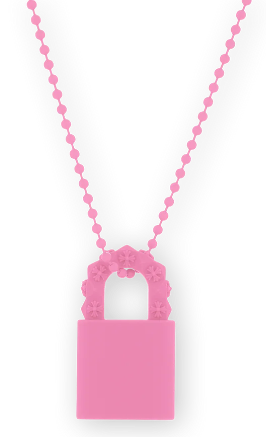 Pink Silichrome Lock Necklace