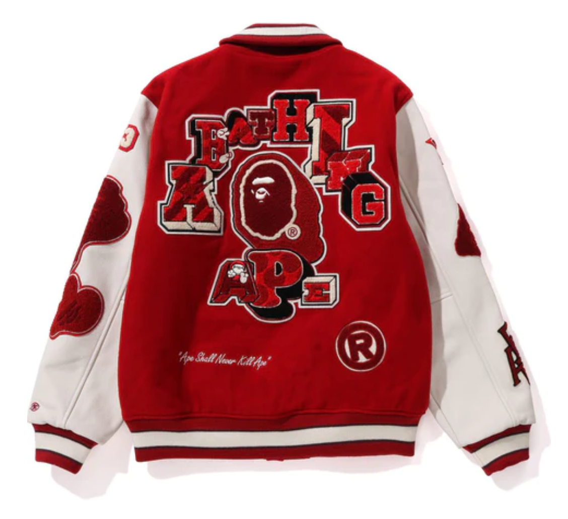 Multi Motif Varsity Jacket Mens