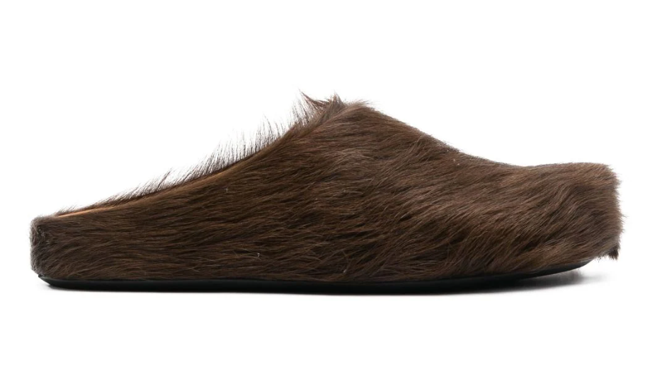 Fussbet Sabot calf-hair slippers Brown