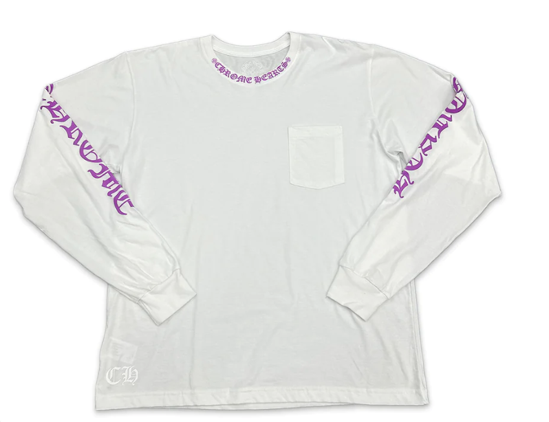 Neck Scroll Logo L/S White Purple