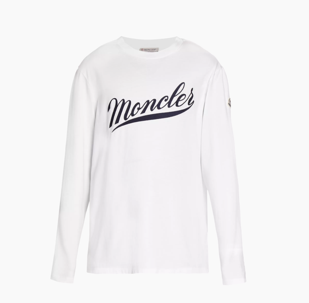 Moncler White Garment-Washed L/S Tee