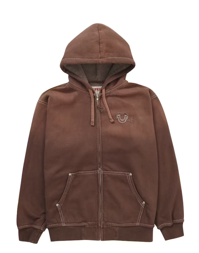 True Religion Zip Up Hooded Sweatshirt (FW22) Brown