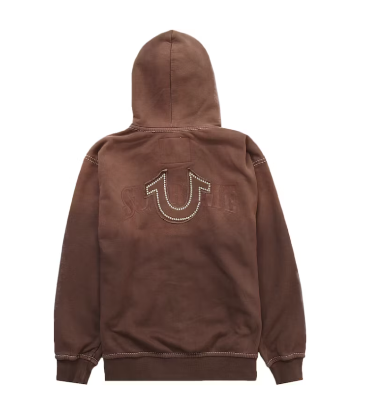 True Religion Zip Up Hooded Sweatshirt (FW22) Brown