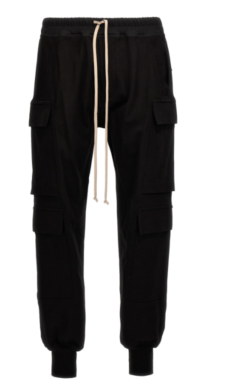 Black Mastodon Cut Cotton Cargo Pants