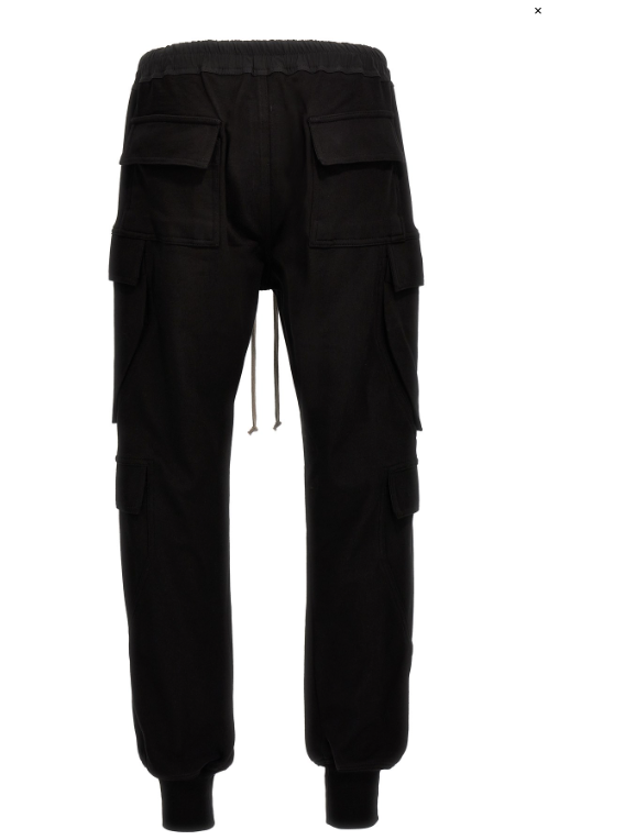 Black Mastodon Cut Cotton Cargo Pants