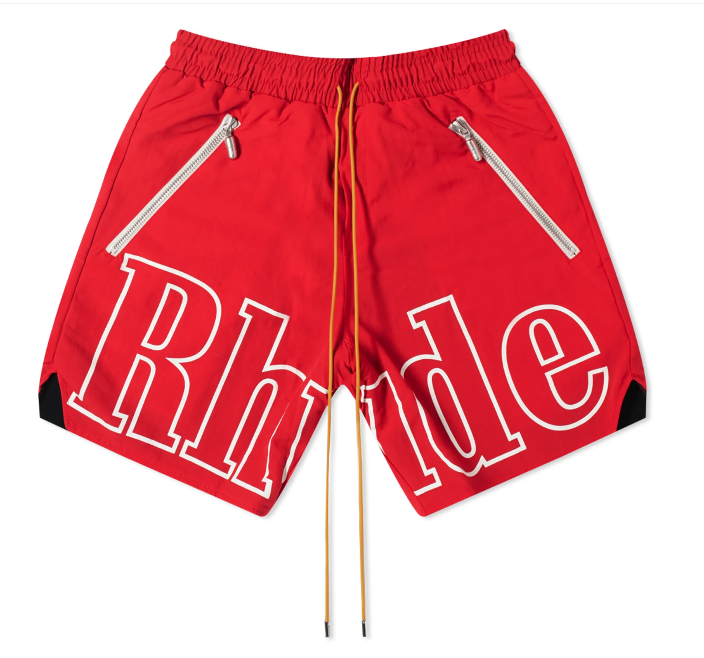 Red Printed Logo Shorts