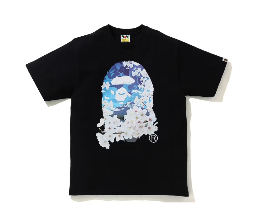 Sakura Photo Ape Head Tee Black Blue