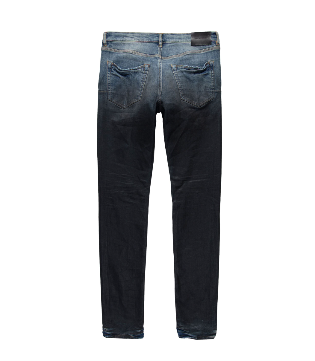 Purple Brand Low Rise Skinny Jean Mid Indigo Black Coated Gradient