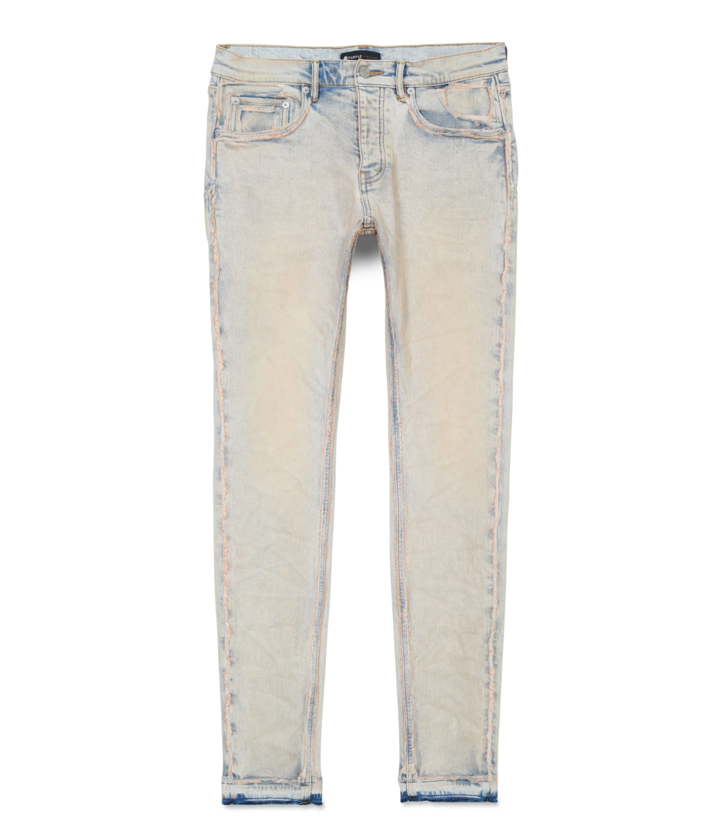 Purple Brand Low Rise Skinny Jean Faded & Tinted Indigo Fray