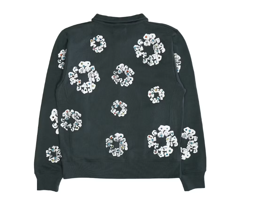 Rhinestone Wreath Half Zip Sweatshirt