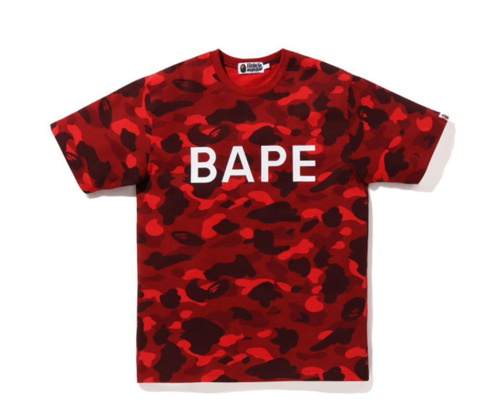 Red Bape Color Camo Logo Tee