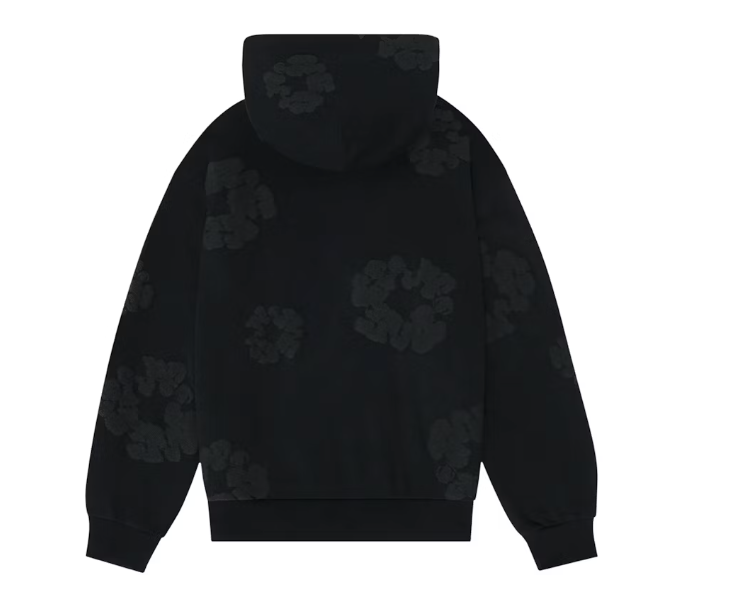 Cotton Wreath Hoodie Black Monochrome