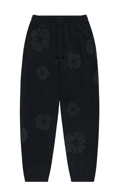 Cotton Wreath Sweatpants Black Monochrome