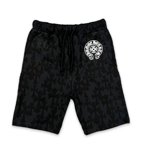 Cemetery Cross Print Shorts Black