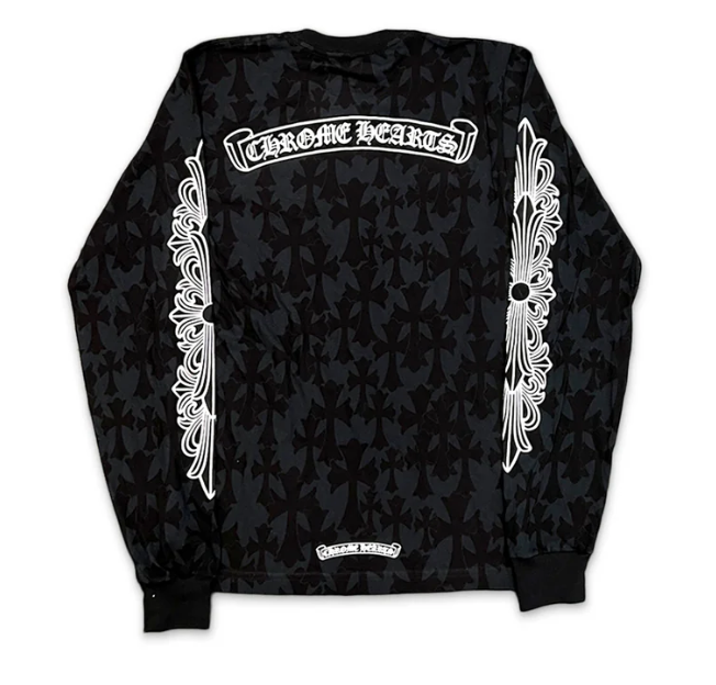 Cemetery Cross Print L/S Tee Black