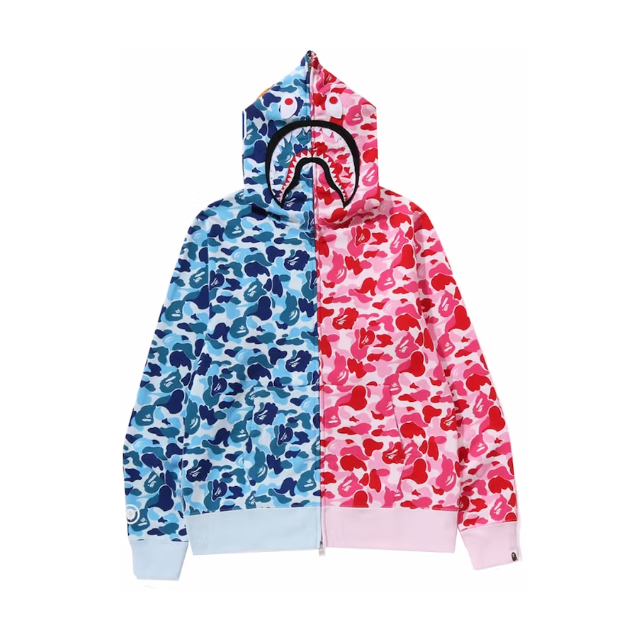 ABC Camo Crazy Shark Full Zip Hoodie Blue/Pink – Grandeur ABC Camo Crazy Shark Full Zip Hoodie Blue/Pink – Grandeur