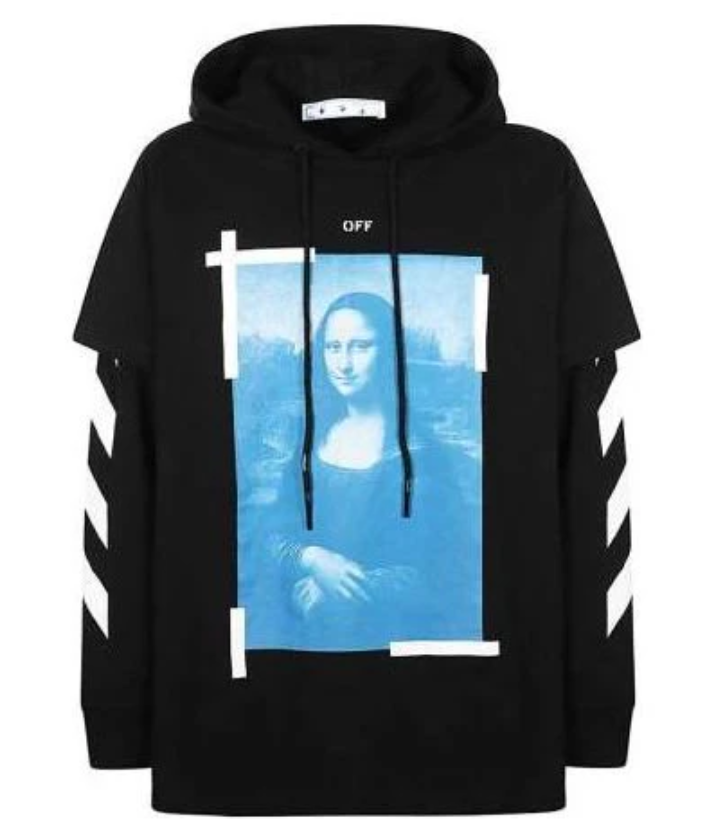 Black Off White Mona Lisa Printed Hoodie