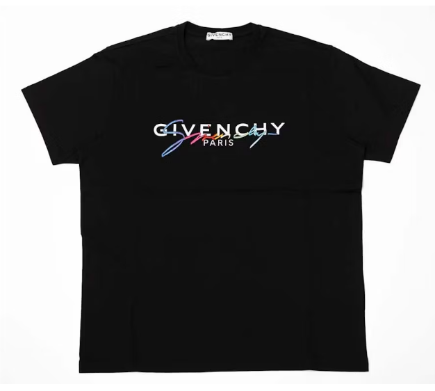 Givenchy Paris Rainbow Signature Logo T-Shirt Black