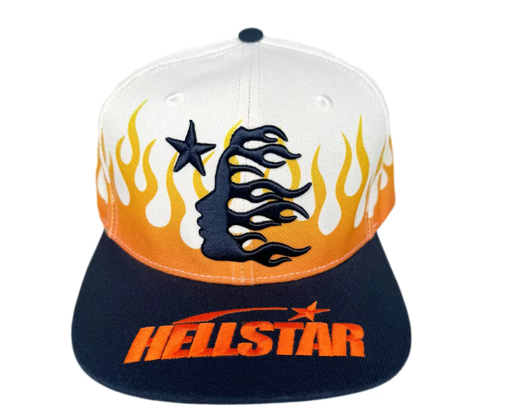 Hellstar Flame Vintage Snapback Hat Cream/Navy