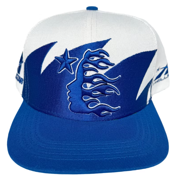 Hellstar Shark Teeth Snapback Hat Off White/Royal Blue
