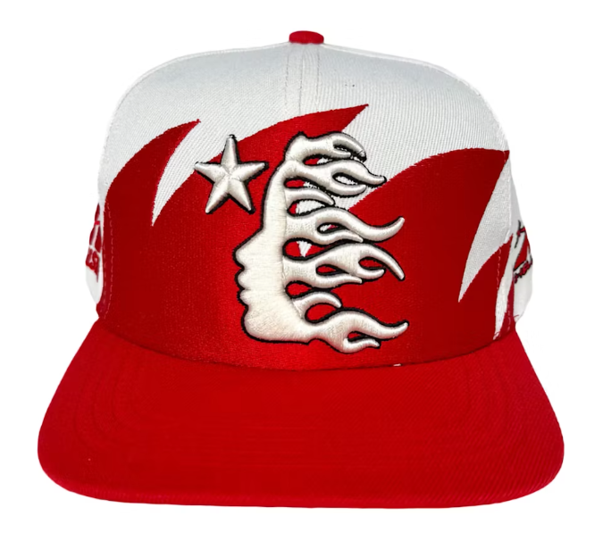 Hellstar Shark Teeth Snapback Hat Off White/Red