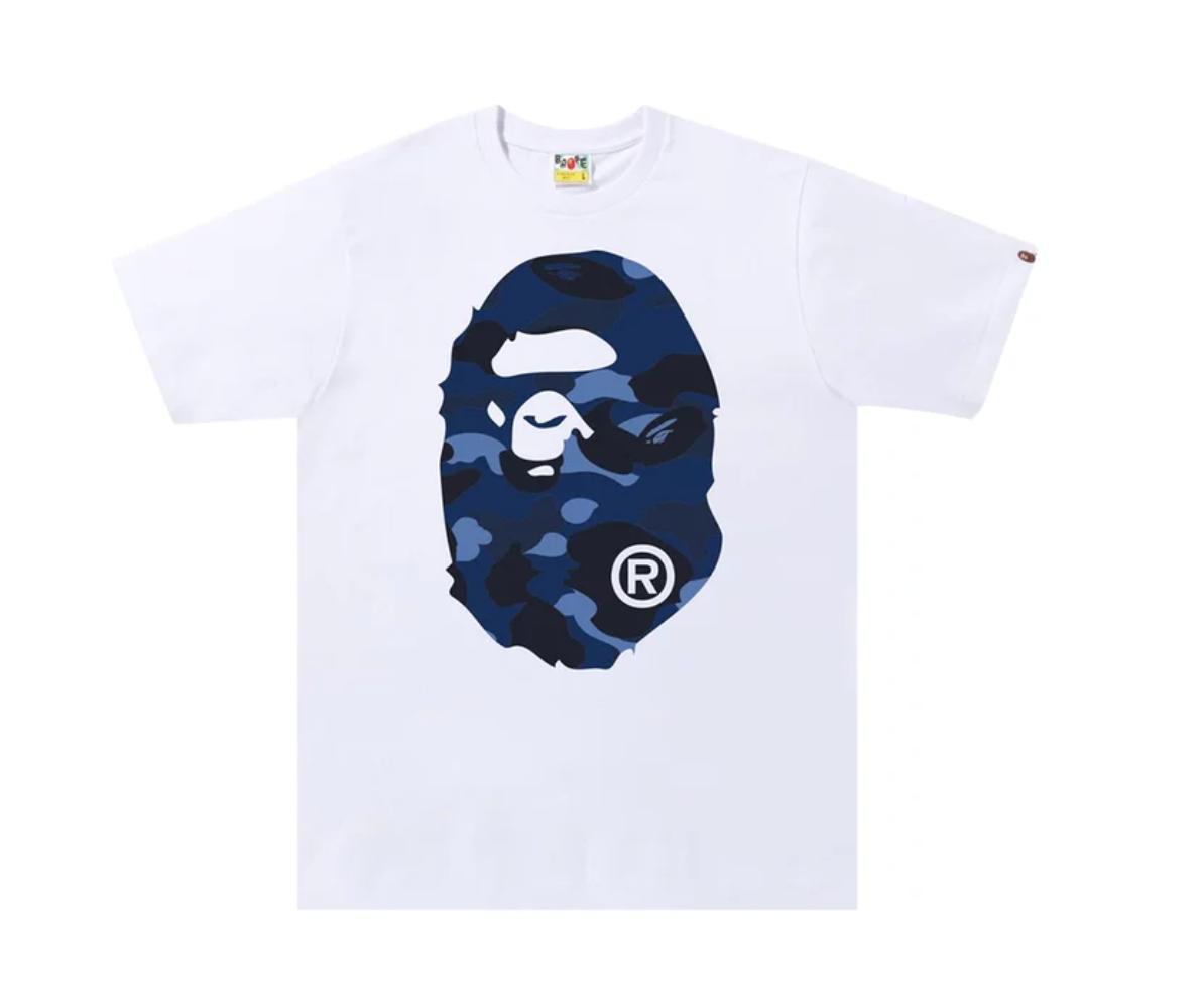 BAPE Color Camo Big Ape Head Tee White Blue