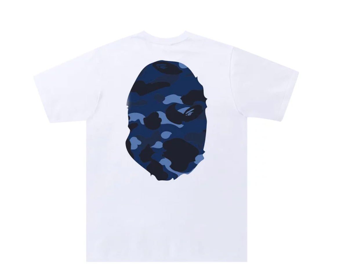 BAPE Color Camo Big Ape Head Tee White Blue