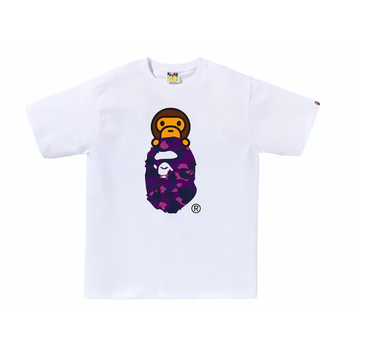 BAPE Color Camo Milo On Ape Head Tee White/Purple