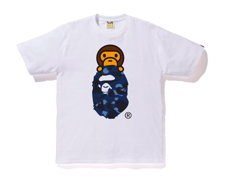 BAPE Color Camo Milo on Ape Head Tee White/Blue