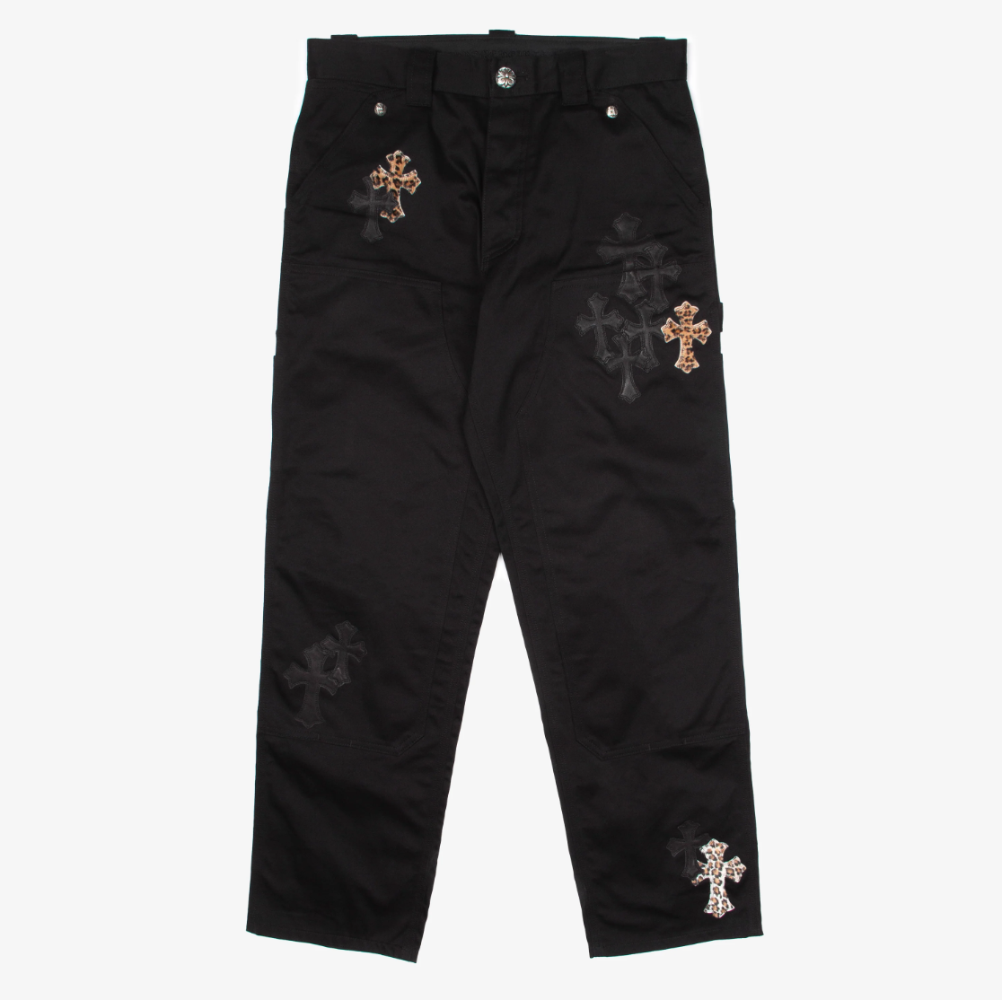 Leopard & Black Cross Patch Carpenter Pants
