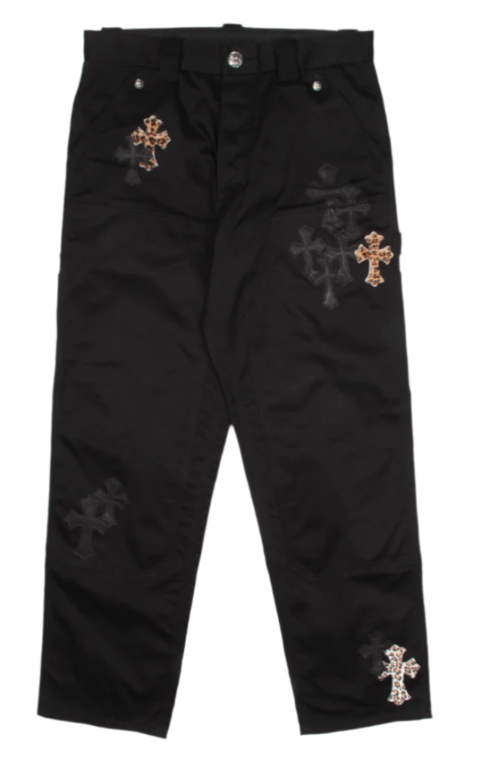 Leopard & Black Cross Patch Carpenter Pants