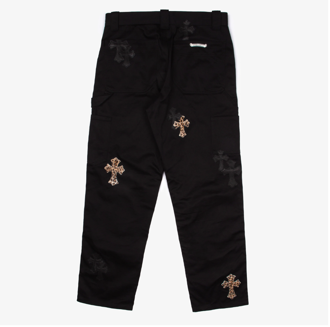 Leopard & Black Cross Patch Carpenter Pants