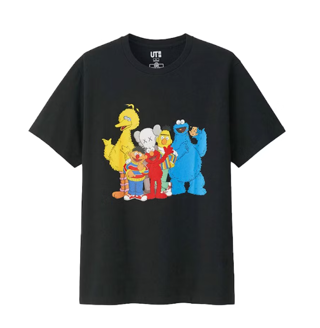 KAWS x Uniqlo x Sesame Street Group #2 Tee Black