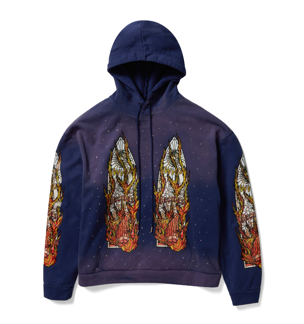 Flame Glass Hooded Sweatshirt Purple