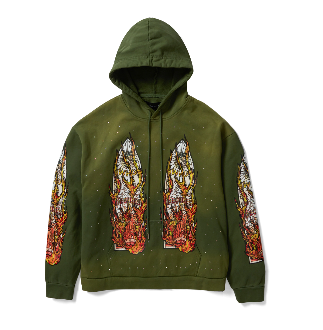 Flame Glass Hooded Sweatshirt Green