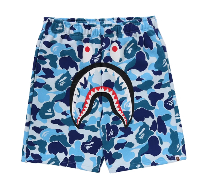 BAPE ABC Camo Shark Sweat Shorts Blue