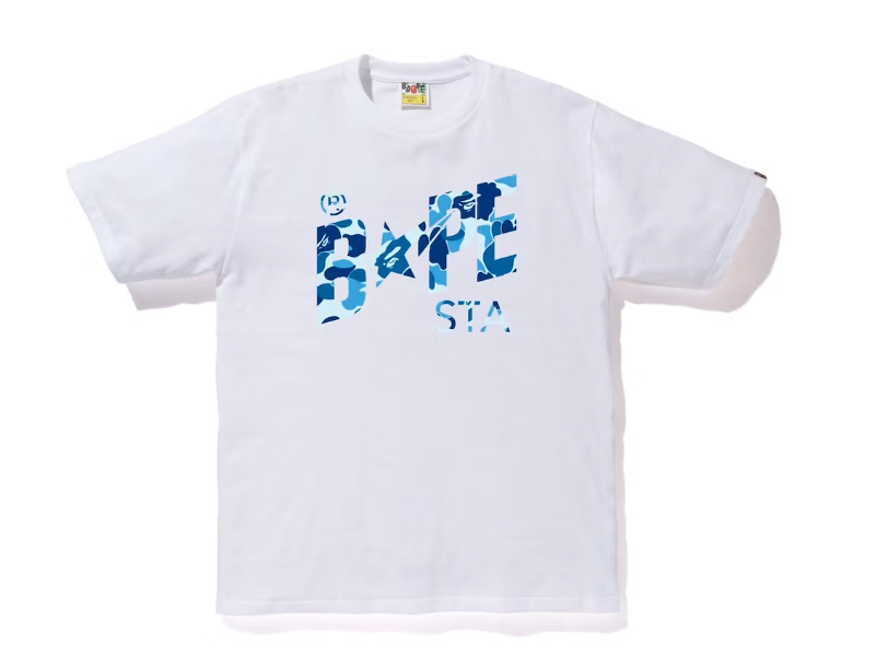 BAPE ABC Camo Bape Sta Logo Tee White Blue