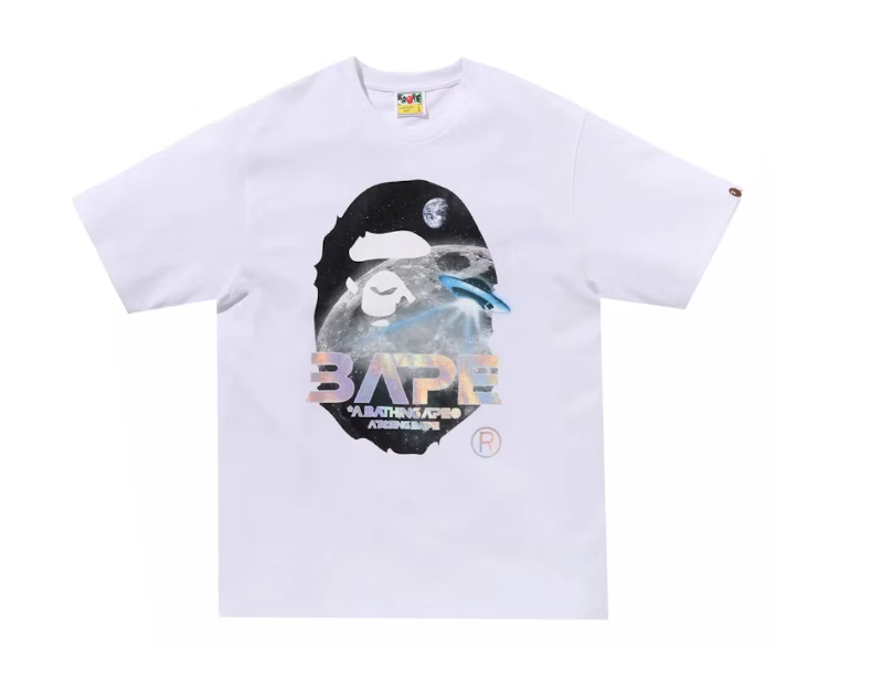 BAPE Moon Photo Ape Head Tee White