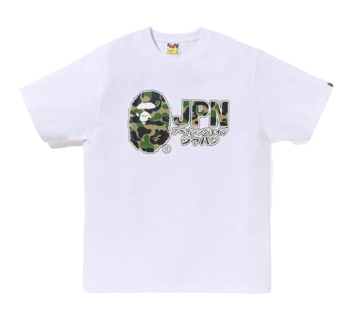 BAPE ABC Camo JPN Katakana Tee White