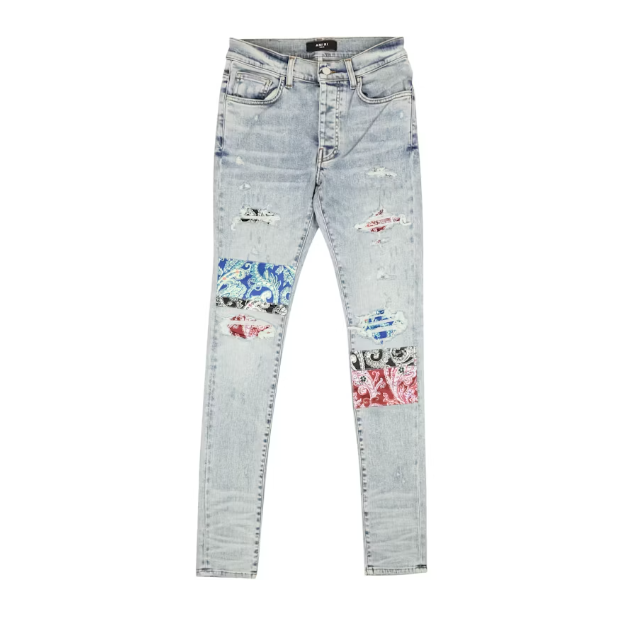 Pajama Art Patch Skinny Jeans Blue