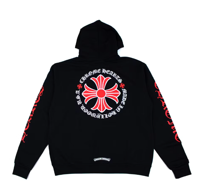 Made In Hollywood Plus Cross Zip Up Hoodie Black/Red