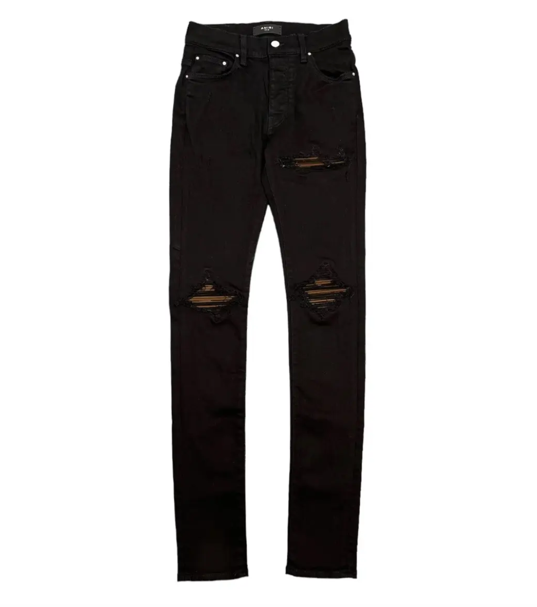 MX1 Brown Ultra Suede Repair Jeans Black