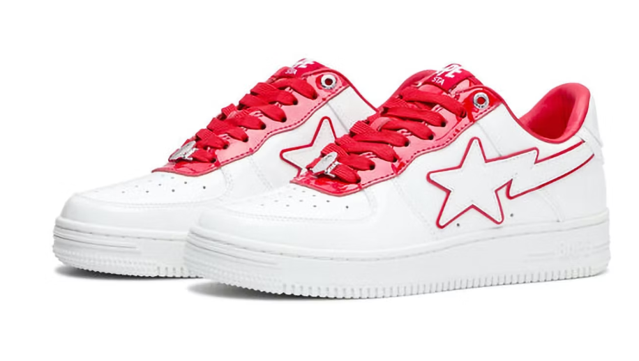 A Bathing Ape Bape Sta Patent Leather White Red