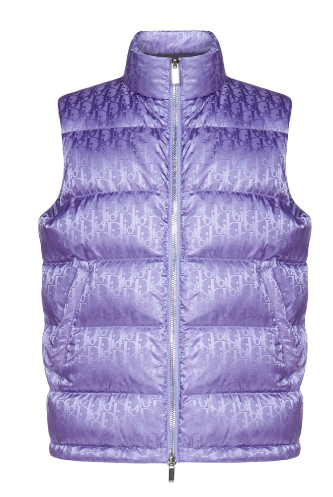 All-Over Oblique Jacquard Motif Sleeveless Down Jacket