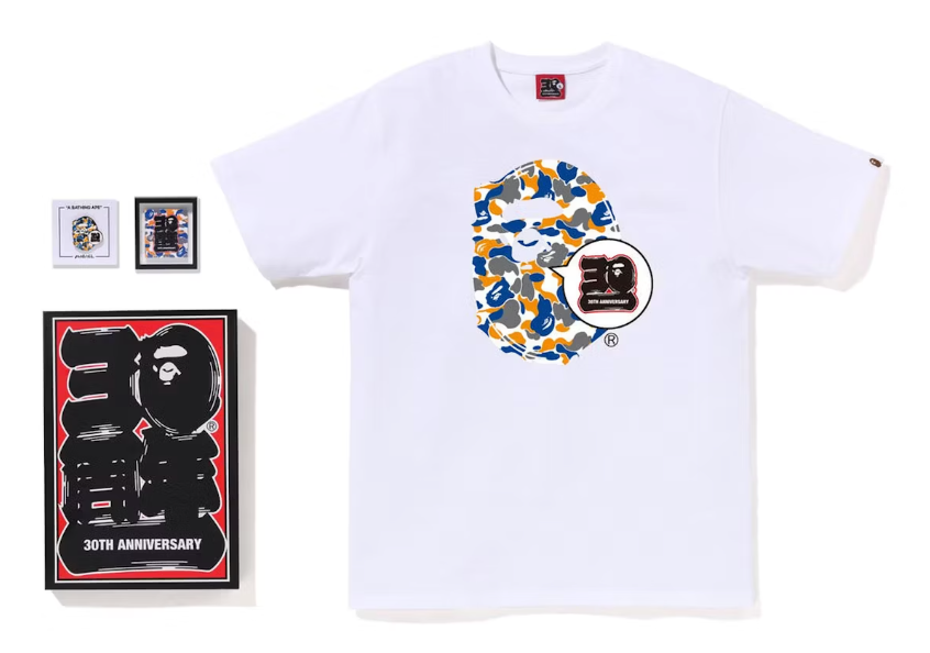 Maebashi Bape 30th Anniversary Ape Head Tee Set White