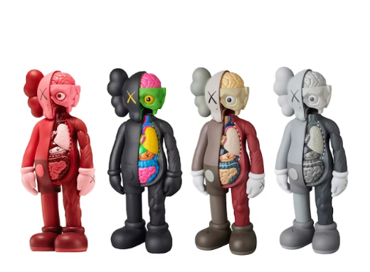 KAWS Companion Flayed Open Edition Vinyl Figure Black/Blush/Brown/Grey Set