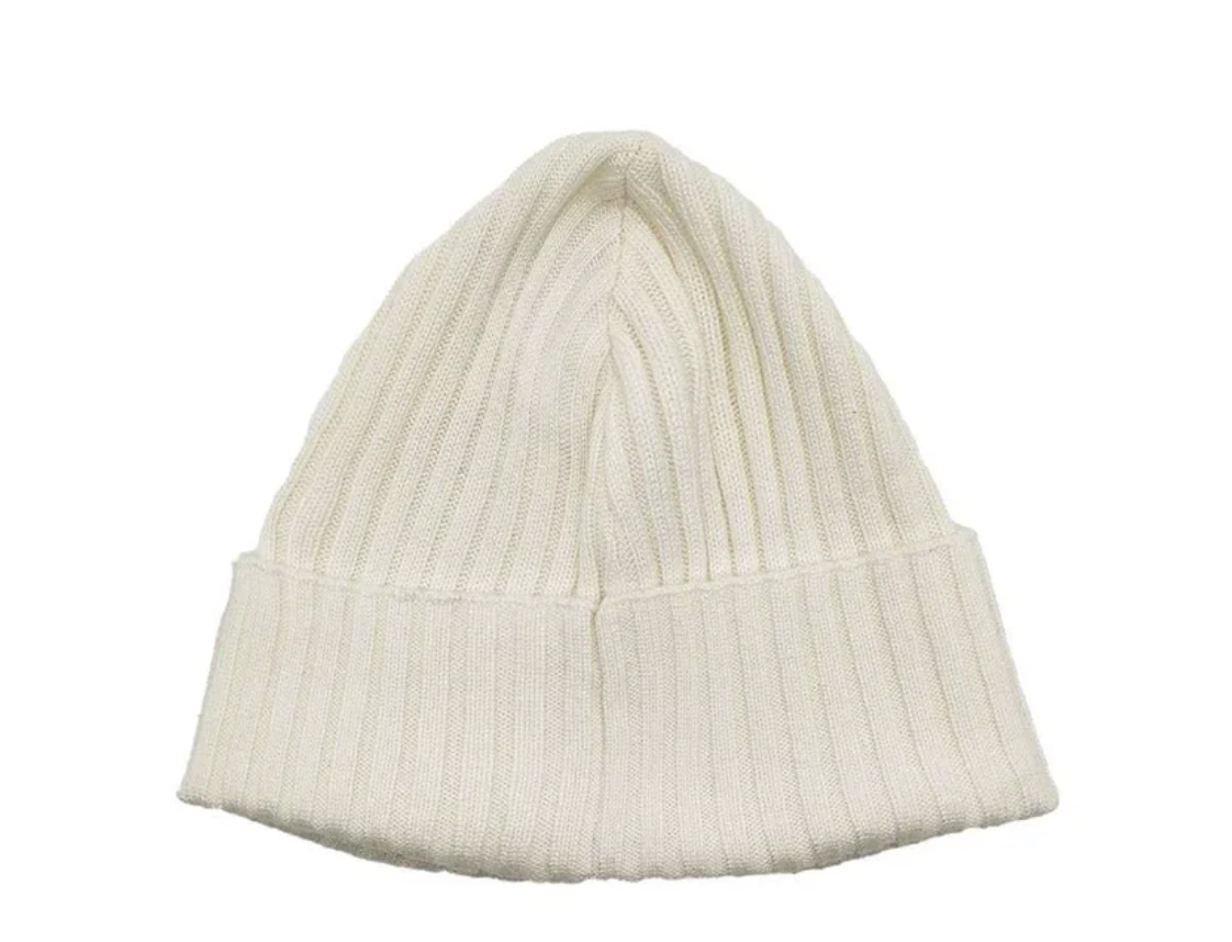 Cross Patch Cashmere White Beanie