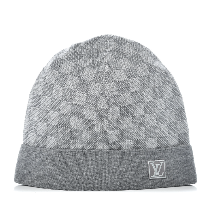Wool Bonnet Petit Damier Beanie Hat Grey