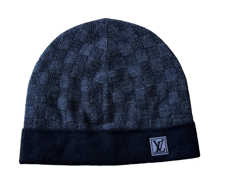 Wool Petit Damier Hat NM Navy Blue/Black