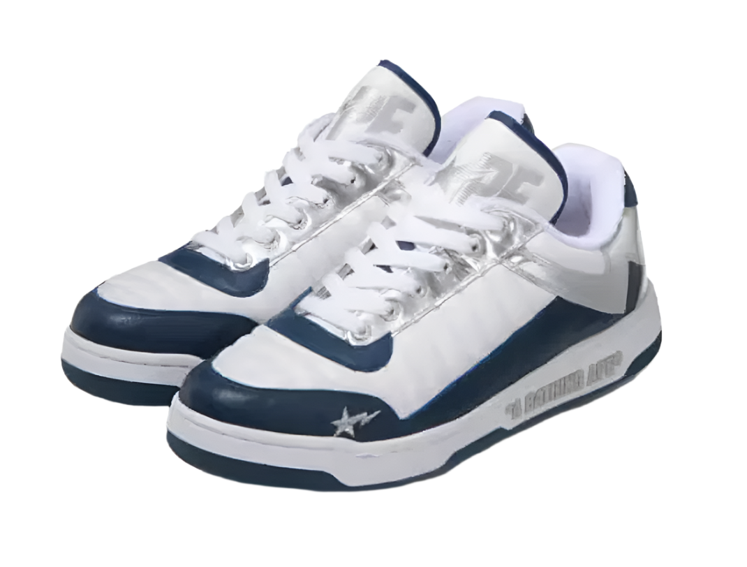 A Bathing Ape Bapesta 88 Low Navy Silver